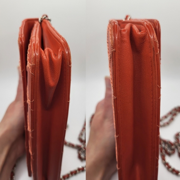 CHANEL RARE Orange Diamond Wild Stitch Lambskin WOC Crossbody - Picture 11 of 13